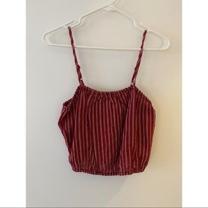Red & white pin stripe crop top